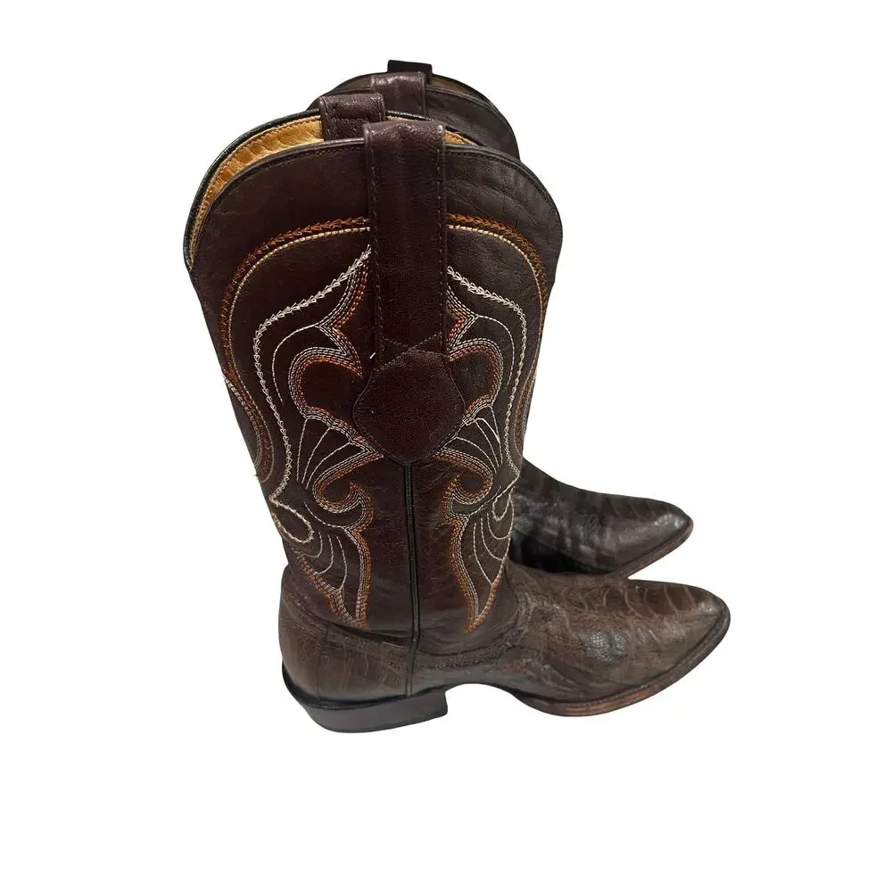 Los Altos Men’s 8D Genuine Ostrich Leg Brown Cowboy Western Boots Exotic